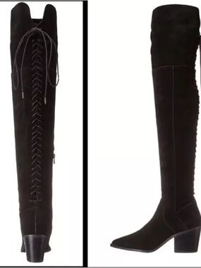 Aldo Black Over-the-Knee Lace-Up Suede Boots